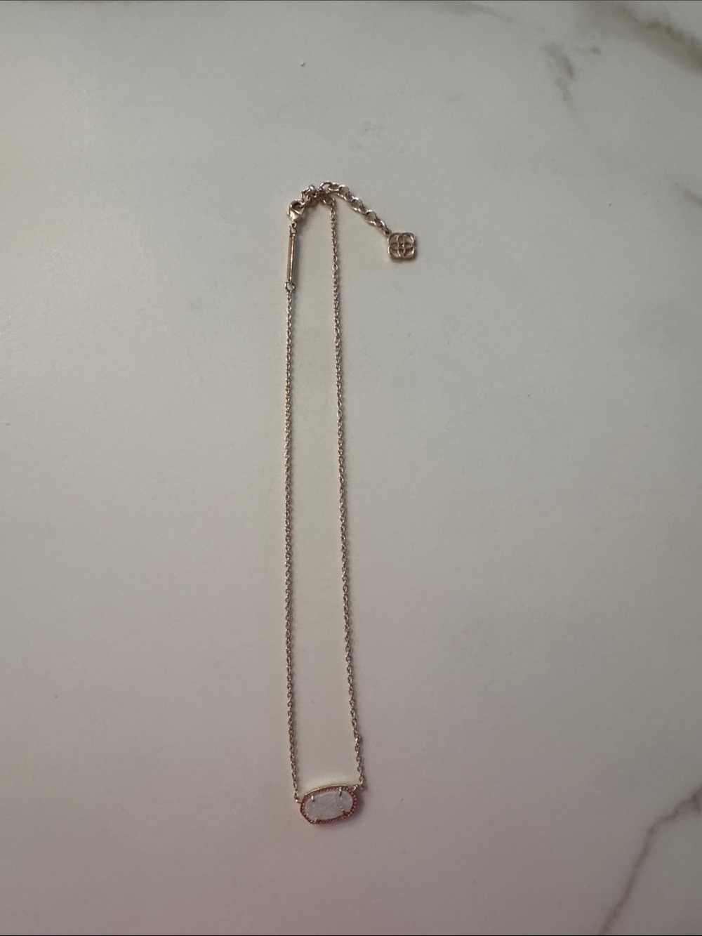 Kendra Scott Rose Gold Oval White Stone Necklace